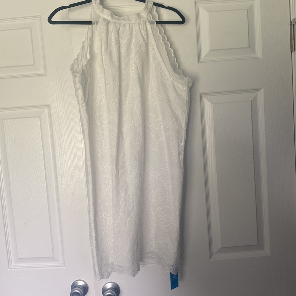 New white eyelet halter dress